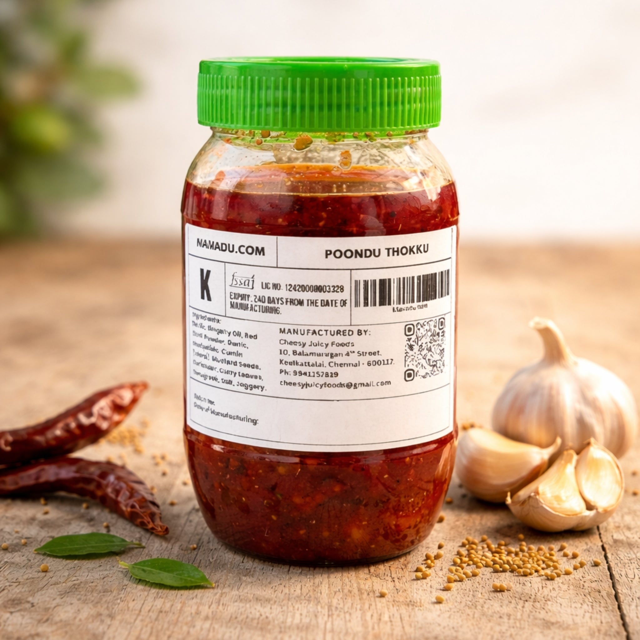 Poondu Thokku 250g - FreshlyMade.shop by Cheesy Juicy Foods